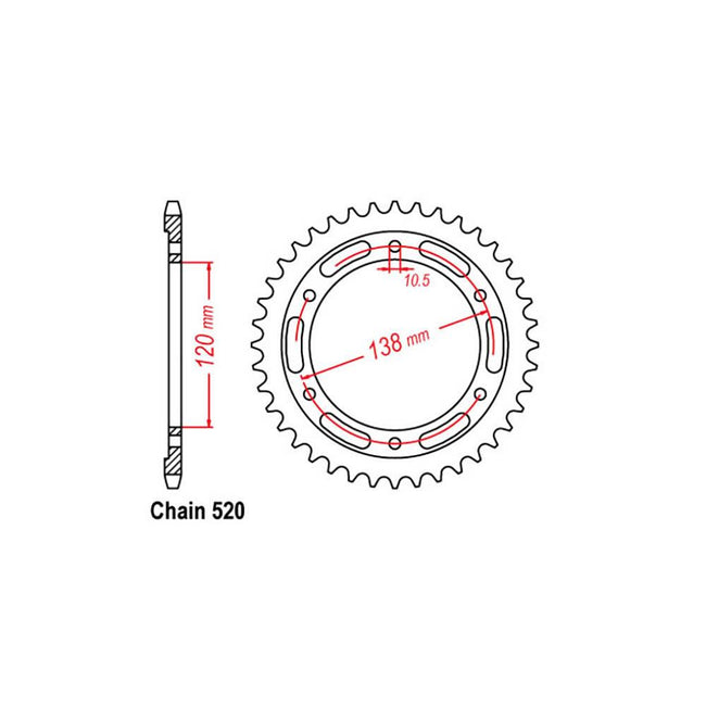 REAR SPROCKET - STEEL 38T 520P (32-KYJ-38) Hover Image