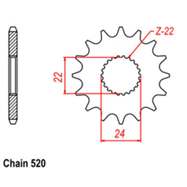 FRONT SPROCKET - STEEL 14T 520P (41-A01-14) Hover Image
