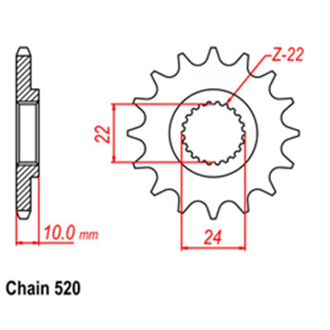 FRONT SPROCKET - STEEL 15T 520P (41-B01-15) Hover Image