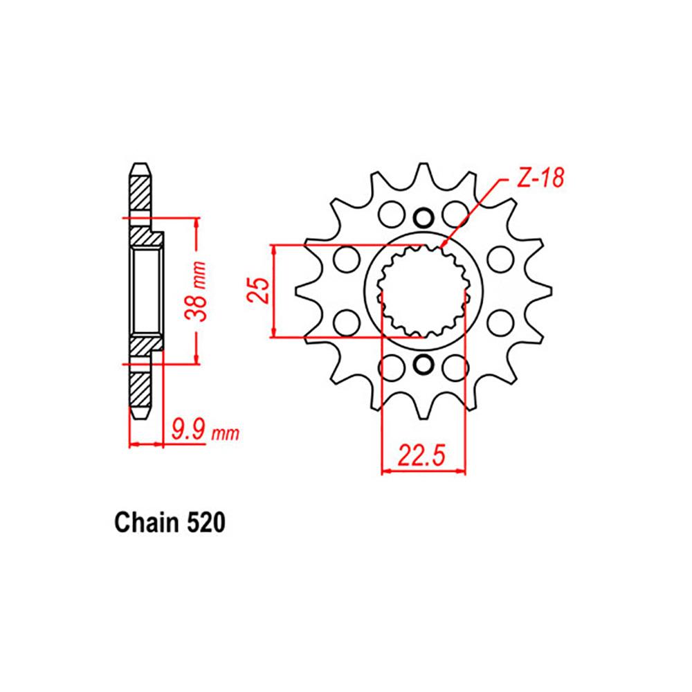 FRONT SPROCKET - STEEL 13T 520P (41-B02-13)
