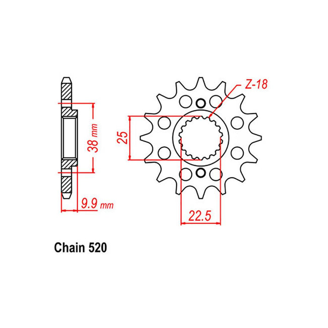 FRONT SPROCKET - STEEL 13T 520P (41-B02-13) Hover Image