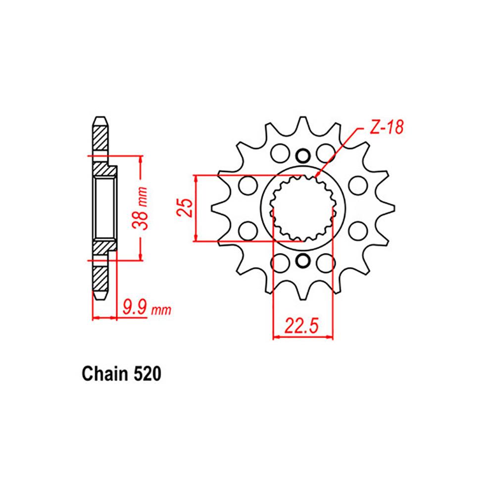 FRONT SPROCKET - STEEL 14T 520P (41-B02-14)
