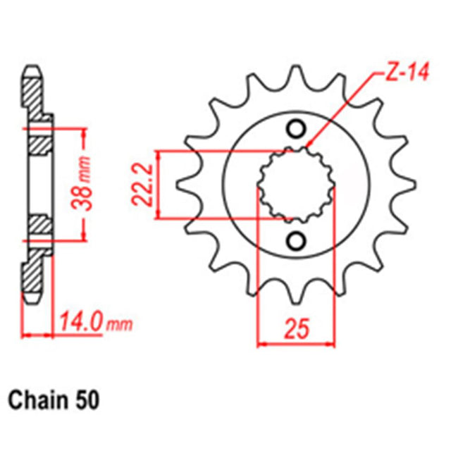 FRONT SPROCKET - STEEL 15T 530P (41-C02-15) Hover Image
