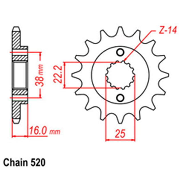 FRONT SPROCKET - STEEL 15T 520P (41-D01-15) Hover Image