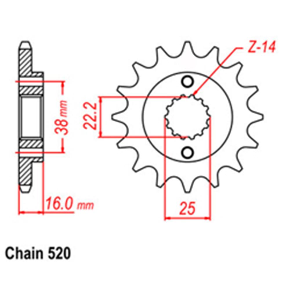 FRONT SPROCKET - STEEL 16T 520P (41-D01-16)