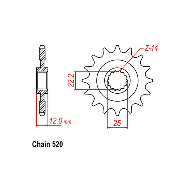FRONT SPROCKET - STEEL 13T 520P (41-GG1-13) Hover Image
