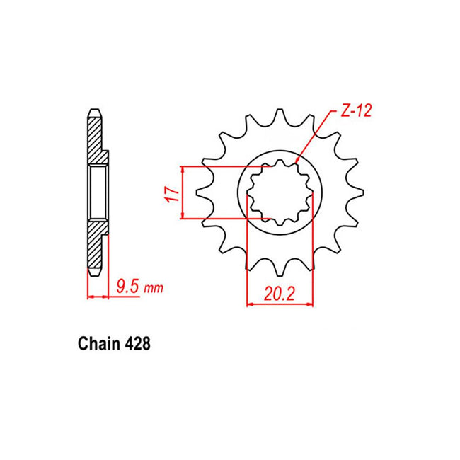 FRONT SPROCKET - STEEL 14T 428P (41-K04-14) Hover Image