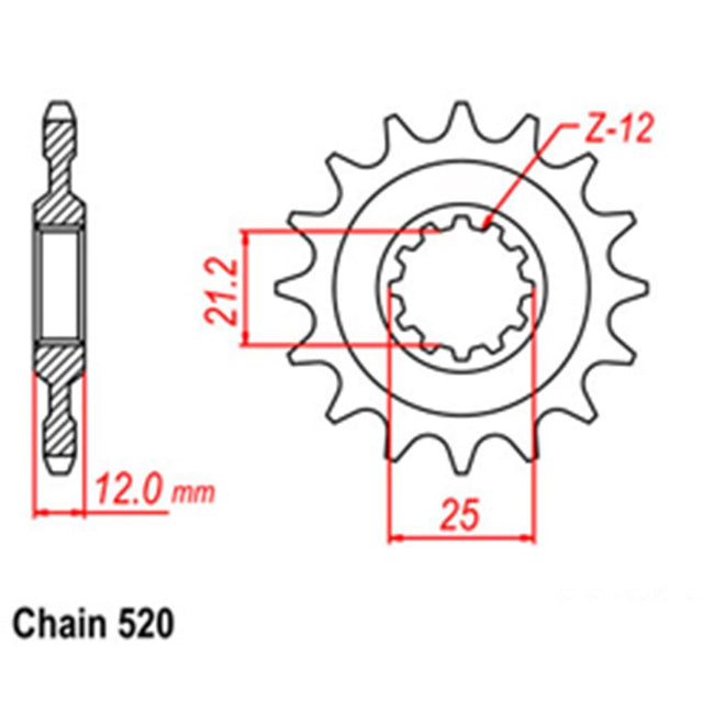 FRONT SPROCKET - STEEL 15T 520P (41-Q02-15) Hover Image