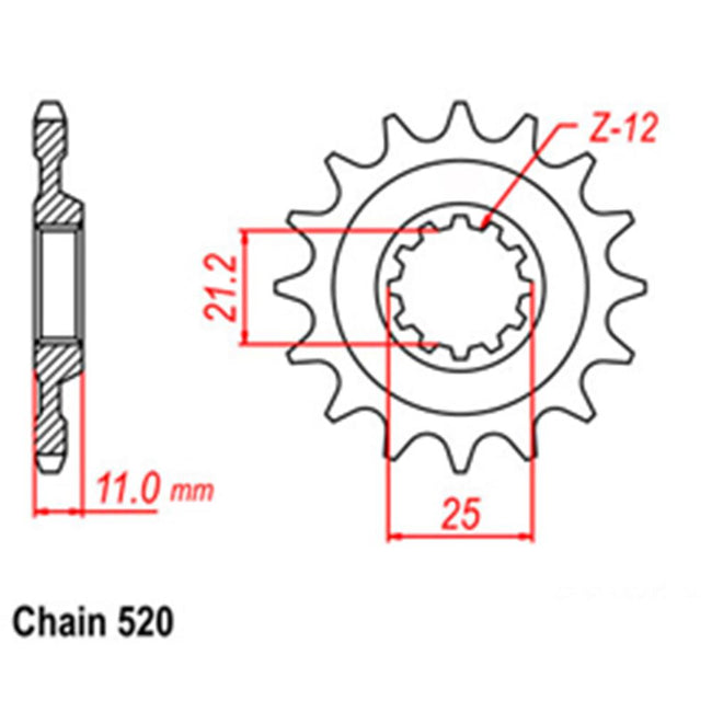 FRONT SPROCKET - STEEL 15T 520P (41-Q03-15) Hover Image