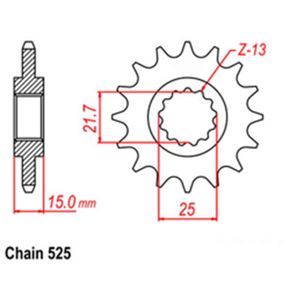 FRONT SPROCKET - STEEL 15T 525P (41-T02-15)