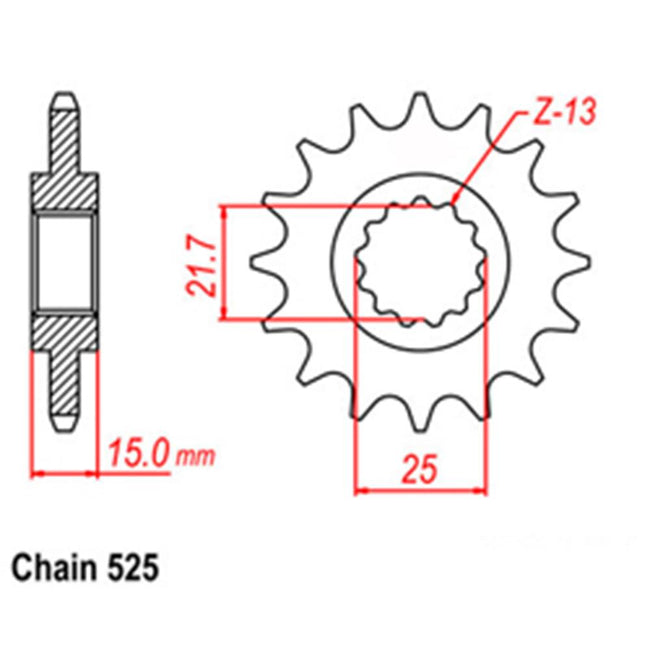 FRONT SPROCKET - STEEL 15T 525P (41-T02-15) Hover Image