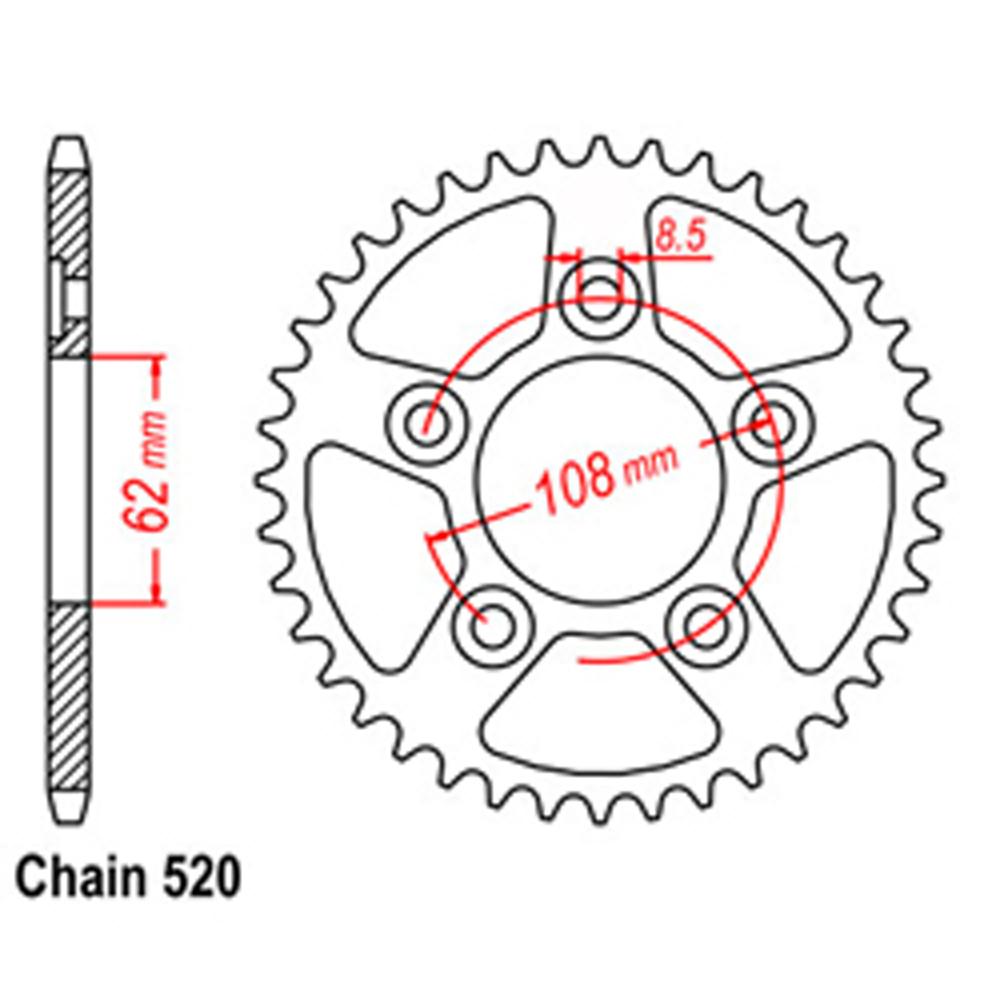 REAR SPROCKET - STEEL 40T 520P (42-A01-40)