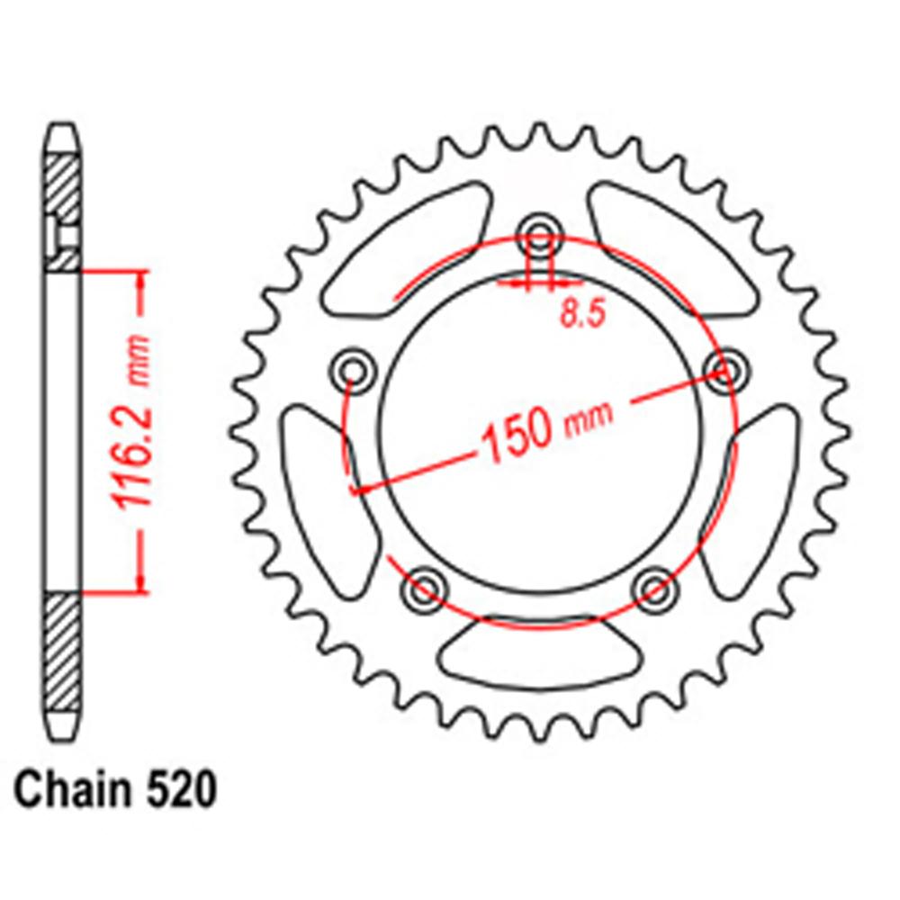 REAR SPROCKET - STEEL 42T 520P (42-A02-42)