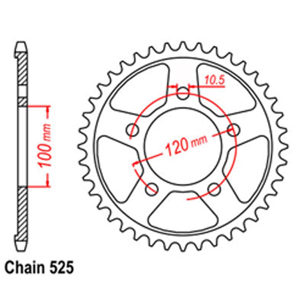 REAR SPROCKET - STEEL 42T 525P (42-A03-42)