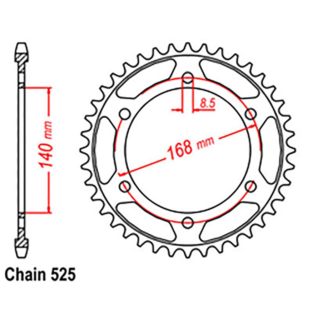 REAR SPROCKET - STEEL 41T 525P (42-B05-41)