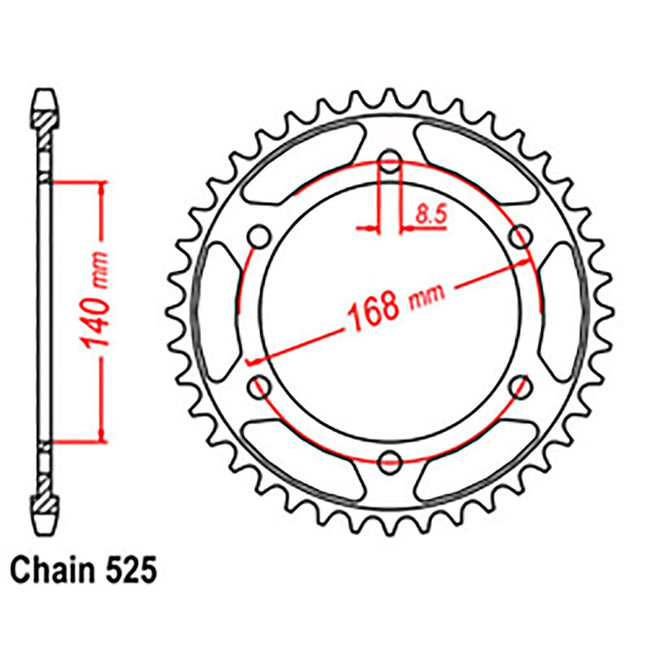 REAR SPROCKET - STEEL 41T 525P (42-B05-41) Hover Image