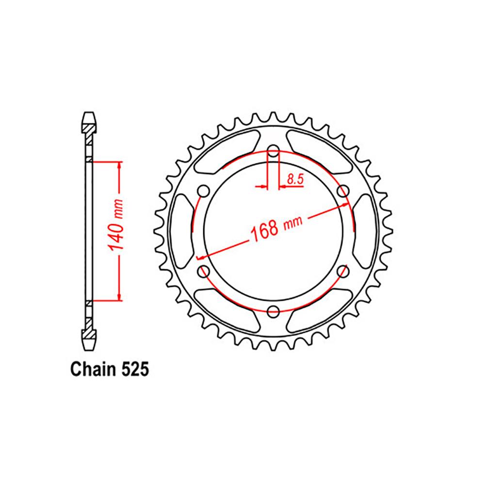 REAR SPROCKET - STEEL 47T 525P (42-B05-47)