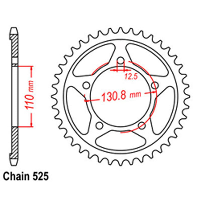 REAR SPROCKET - STEEL 44T 525P (42-B06-44) Hover Image