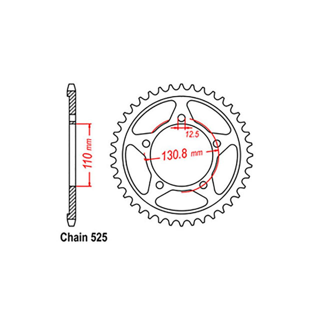 REAR SPROCKET - STEEL 45T 525P (42-B06-45) Hover Image