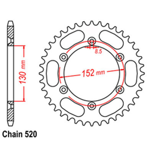 REAR SPROCKET - STEEL 48T 520P (42-B07-48) Hover Image
