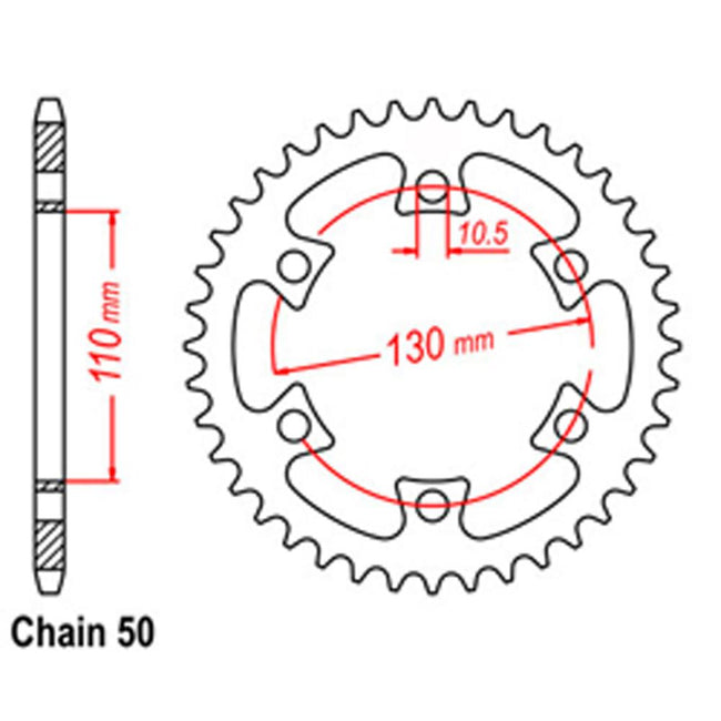 REAR SPROCKET - STEEL 40T 530P (42-BR1-40) Hover Image