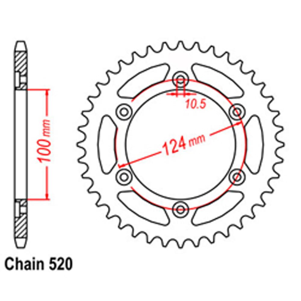 REAR SPROCKET - STEEL 39T 520P (42-D01-39)