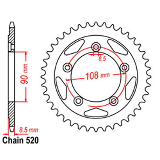 REAR SPROCKET - STEEL 38T 520P (42-D02-38) Hover Image