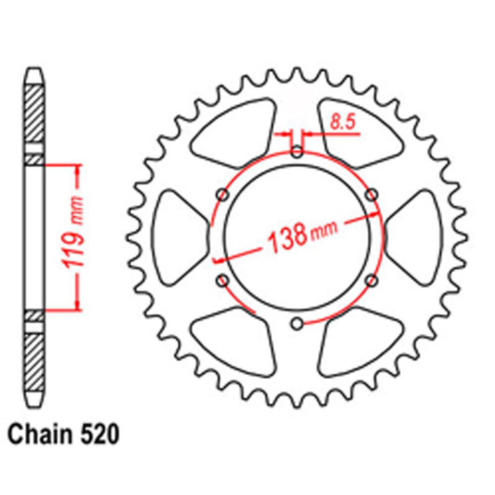 REAR SPROCKET - STEEL 48T 520P (42-G01-48)