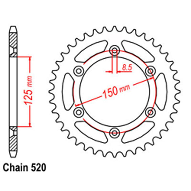 REAR SPROCKET - STEEL 49T 520P (42-K01-49) Hover Image