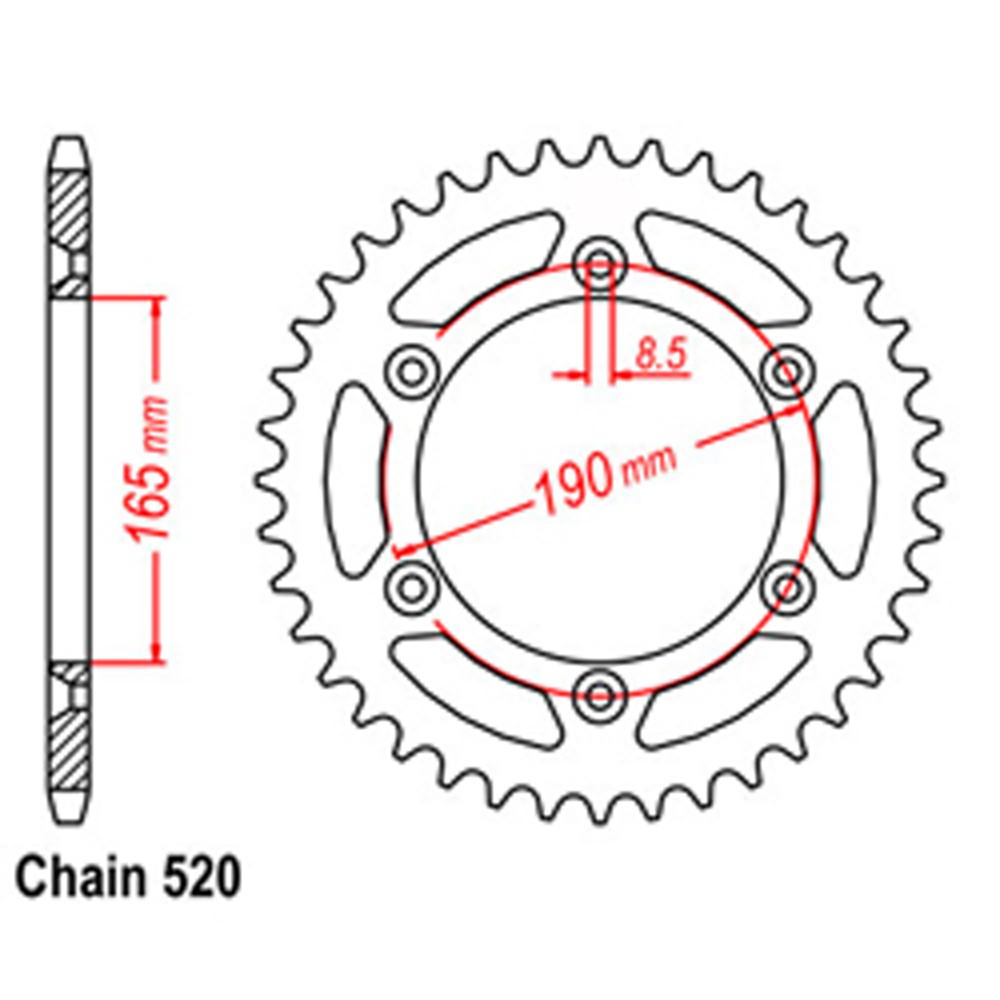 REAR SPROCKET - STEEL 52T 520P (42-K02-52)