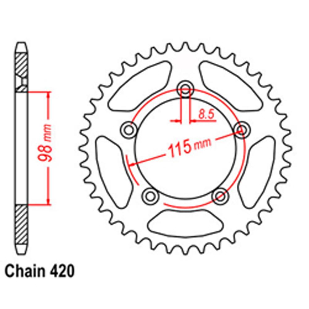 REAR SPROCKET - STEEL 46T 420P (42-K03-46)