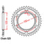 REAR SPROCKET - STEEL 45T 525P (42-K05-45)