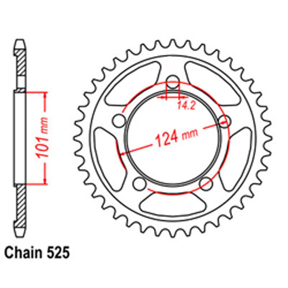 REAR SPROCKET - STEEL 41T 525P (42-K06-41)