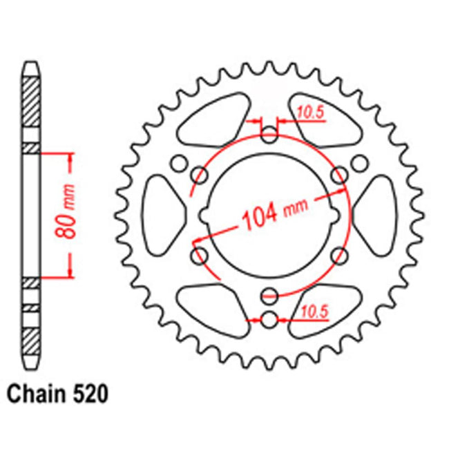 REAR SPROCKET - STEEL 42T 520P (42-P01-42) Hover Image