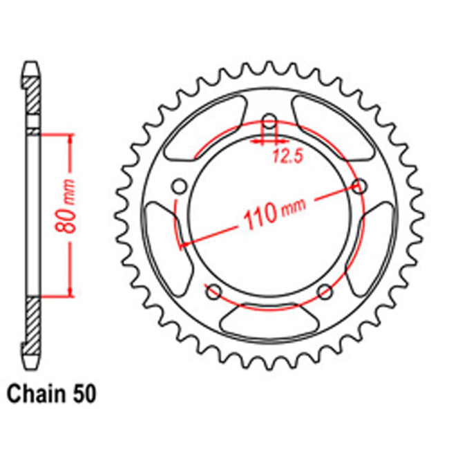 REAR SPROCKET - STEEL 42T 530P (42-T01-42) Hover Image