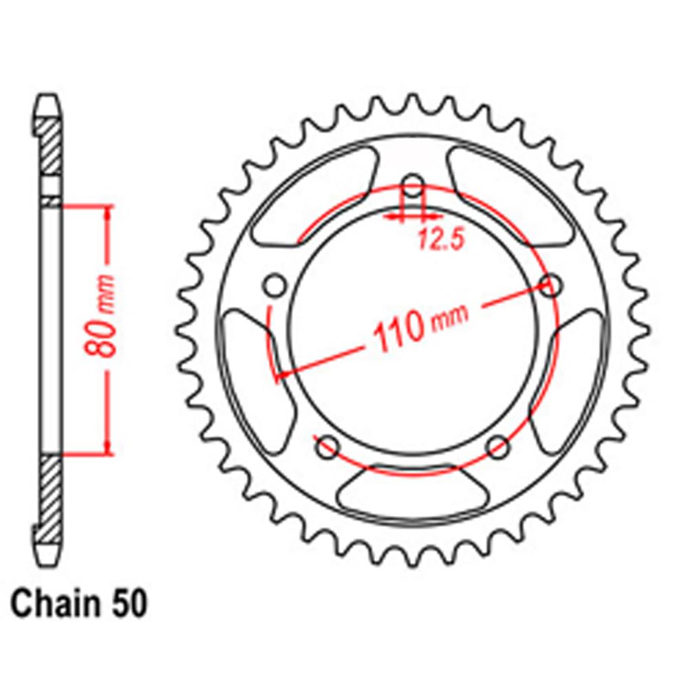 REAR SPROCKET - STEEL 48T 530P (42-T01-48)
