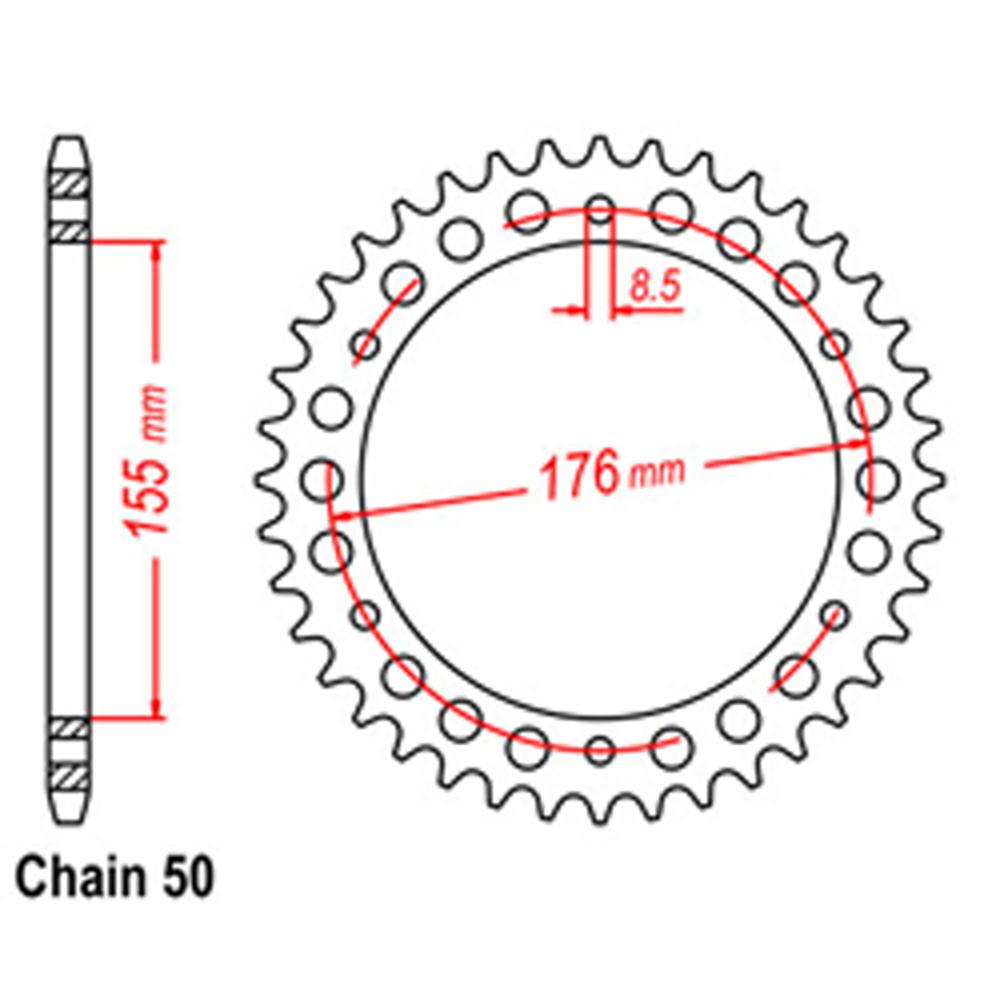 REAR SPROCKET - STEEL 43T 530P (42-T02-43)