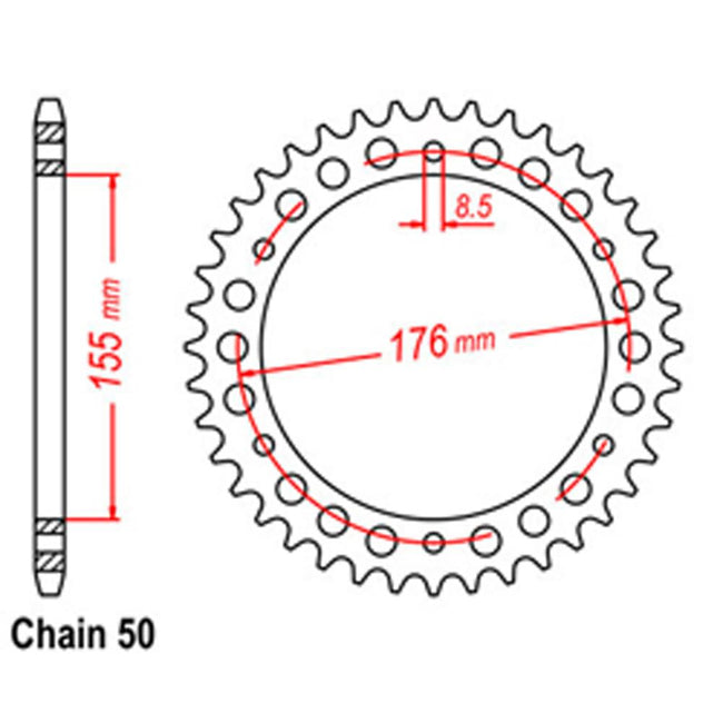 REAR SPROCKET - STEEL 43T 530P (42-T02-43) Hover Image