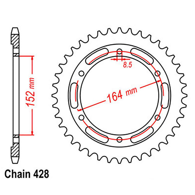 REAR SPROCKET - STEEL 56T 428P Hover Image