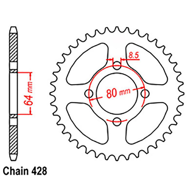 REAR SPROCKET - STEEL 43T 428P (32-183-43) Hover Image
