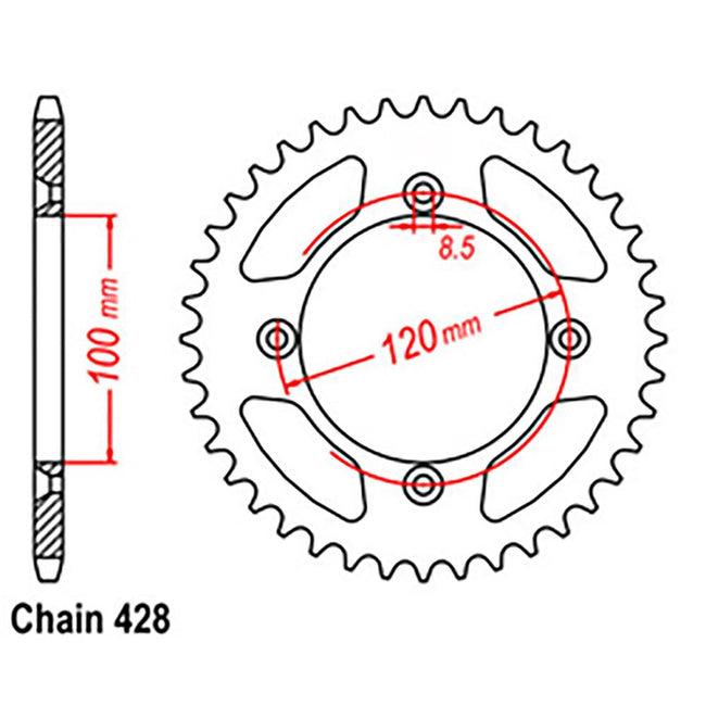 REAR SPROCKET - STEEL 46T 428P (32-209-46) Hover Image