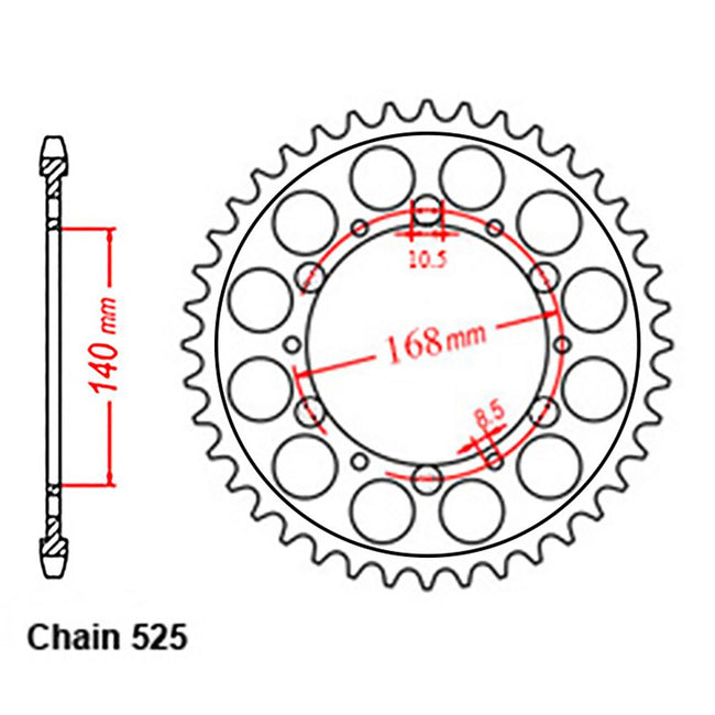 REAR SPROCKET - STEEL 47T 525P (42-B03-47) Hover Image
