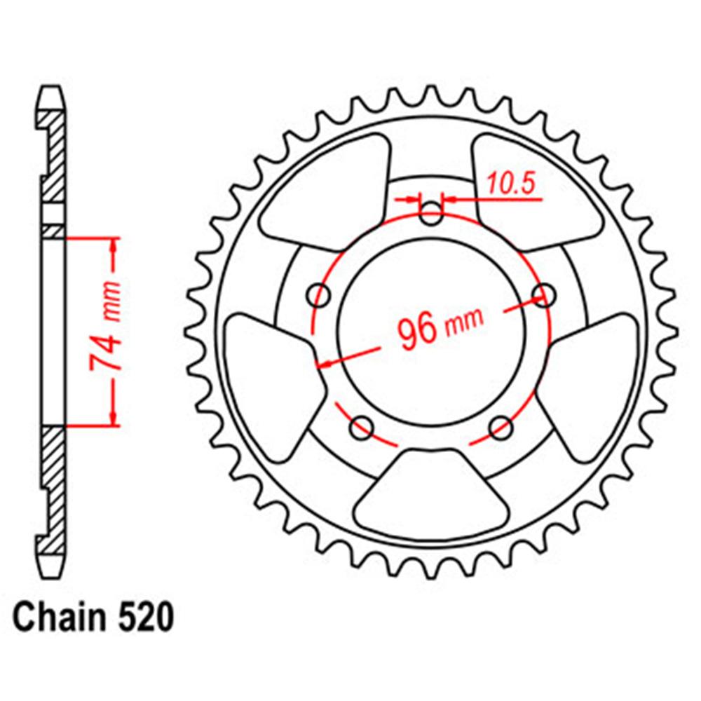 REAR SPROCKET - STEEL 41T 520P (32-KV3-41)