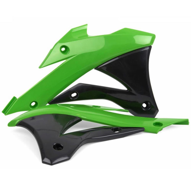 POLISPORT RADIATOR SHROUDS KAWASAKI KX85 14-17 - GREEN/BLACK Hover Image