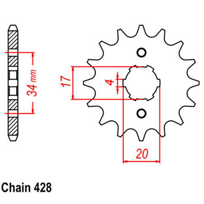 FRONT SPROCKET - STEEL  17T 428P (31-CH2-17) Hover Image