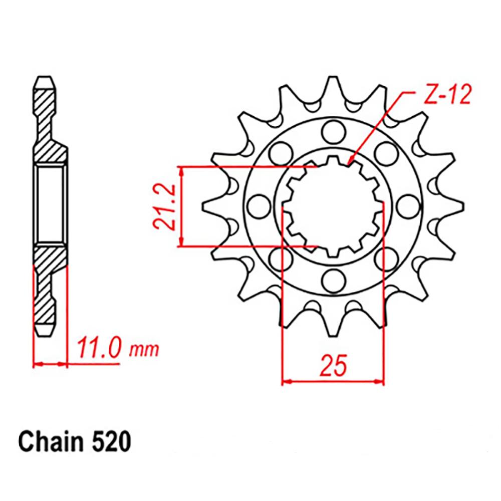 FRONT SPROCKET - STEEL 14T 520P (41-Q03-14)