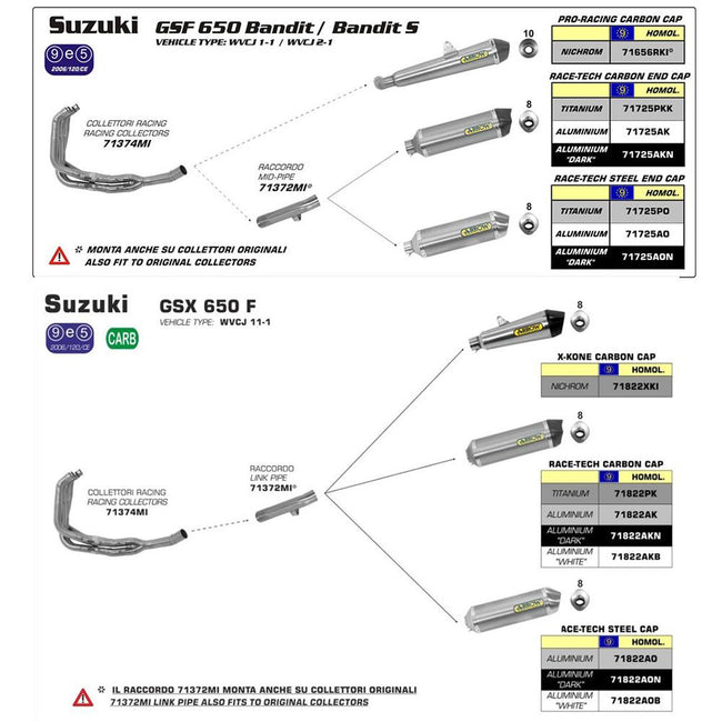 ARROW 71372MI [RAS]: LINK PIPE Stainless steel RE #71822 - SU GSF 650/1250 BANDIT Hover Image