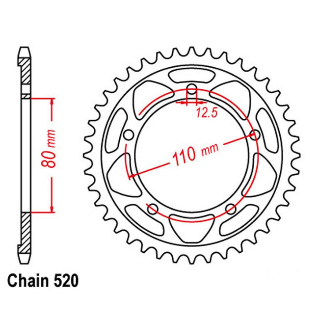 REAR SPROCKET - STEEL 42T 520P (42-T07-42) Hover Image