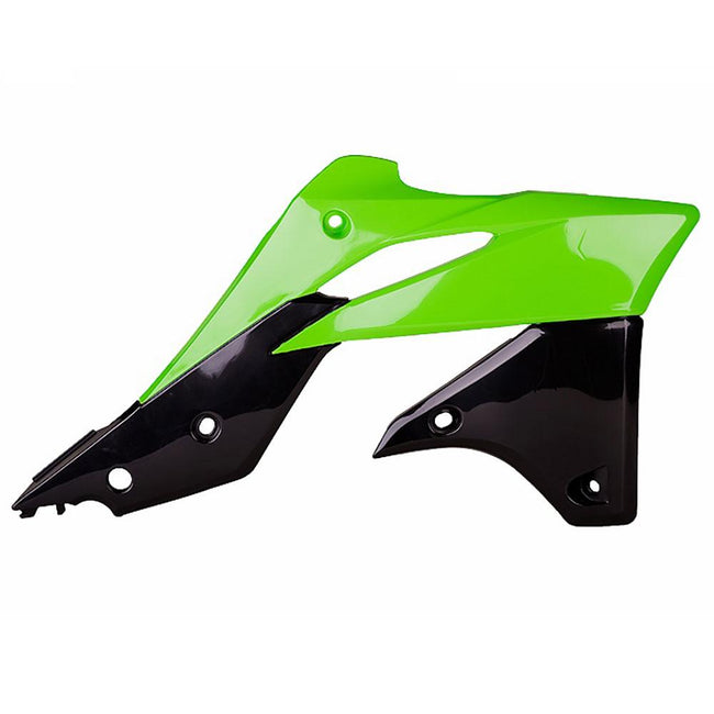 POLISPORT RADIATOR SHROUDS KAWASAKI KX250F 13-16 - GREEN/BLACK Hover Image