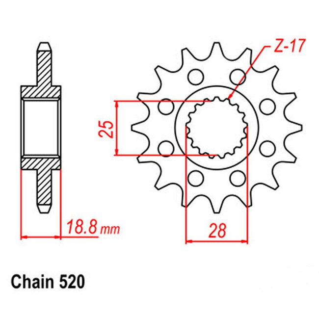 FRONT SPROCKET - STEEL 17T 520P (41-A06-17) Hover Image